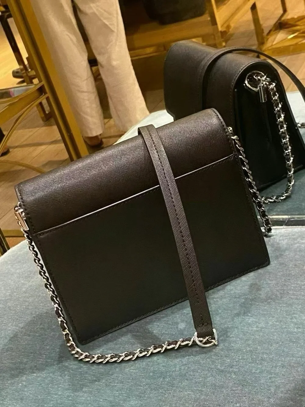 Tory Burch Robinson Convertible Shoulder Bag Black Silver Logo NWT